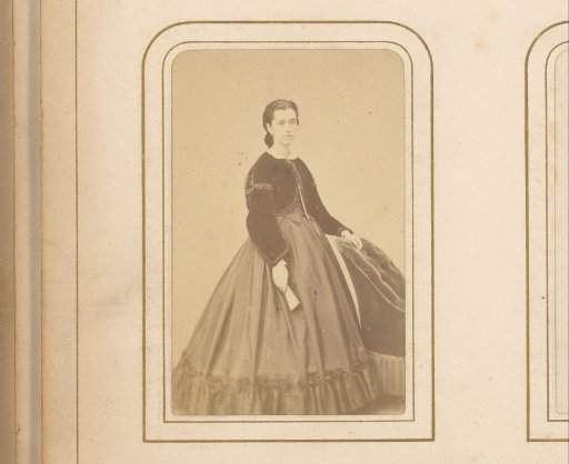 Portrait of a Woman Holding a Fan, Standing by a Chair