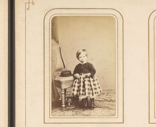 Portrait of a Girl, Standing by a Chair with a Hat