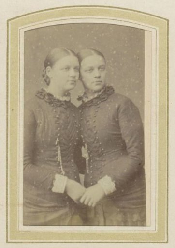 Portrait of Two Women in Dresses, Possibly Twins