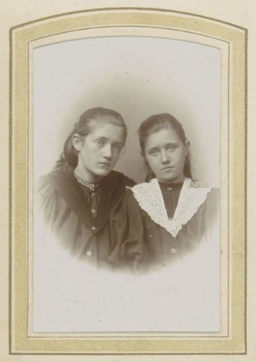 Portrait of Two Girls with Long Hair, One with a Lace Neckkerchief