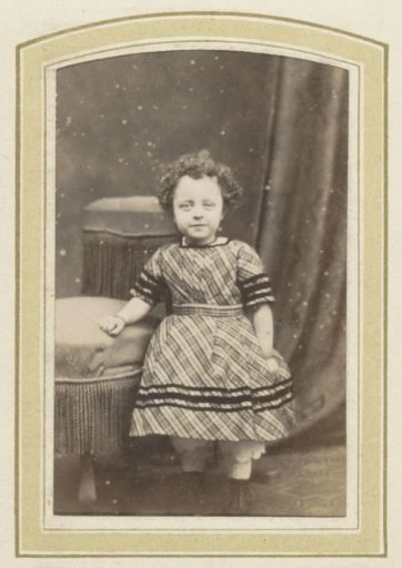 Portrait of a little girl in a checkered dress