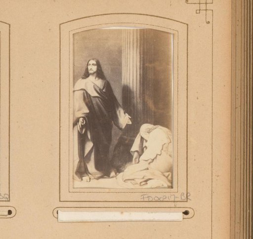 Photographic reproduction of a painting of Christ with a woman
