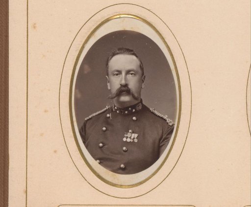 Portrait of a man in military uniform, inscribed as Amico Taanmanio