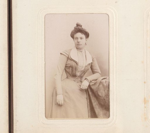 Portrait of a Woman Leaning on a Pedestal Draped with a Cloth