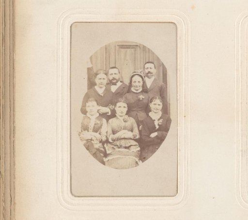 Group portrait of two men and five women
