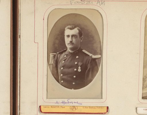 Portrait of a man in military uniform, designated as Mr. Haderne