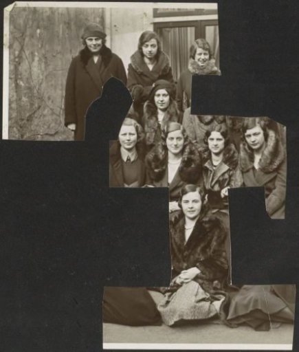 Partially Cut-Out Group Portrait of Participants in a Course at the Colonial School for Girls and Women in The Hague
