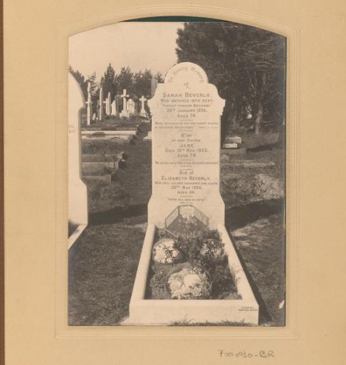 Monument to the sisters Sarah, Jane and Elizabeth Beverly at Hastings