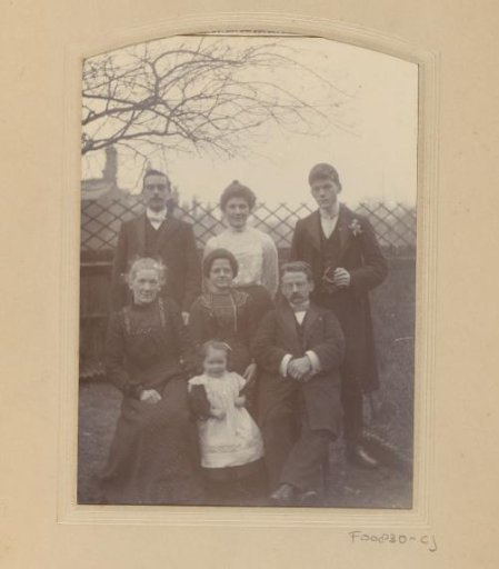 Group portrait of a family in a garden