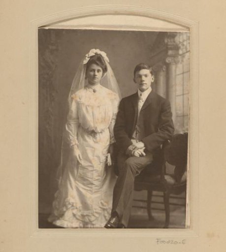 Portrait of David Williams as a groom with his bride