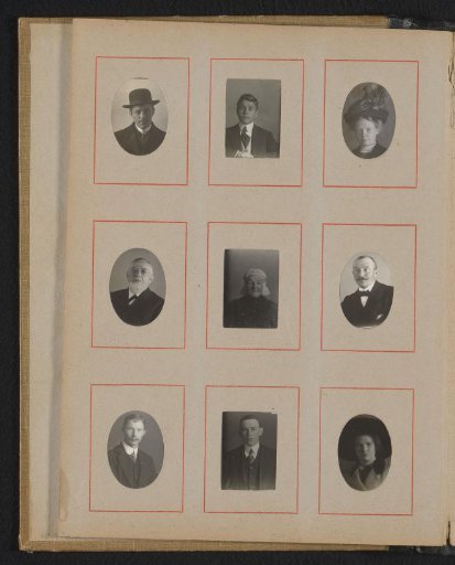Six portraits of men and three portraits of women