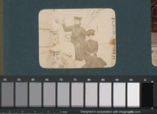 Three women on board the SS Blücher, probably between Hamburg and New York