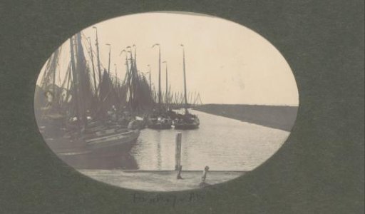 Fishing boats in a harbour, probably in the Netherlands