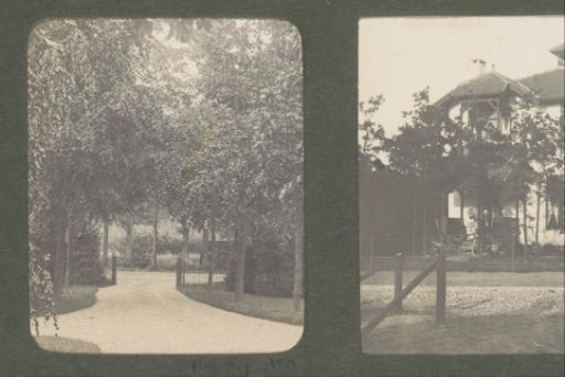 Entrance gate with a driveway, probably in the Netherlands