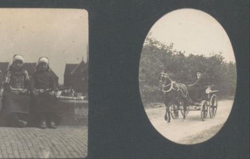 Man in a carriage on a country road, probably in the Netherlands