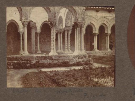 Cloister with columns in Monreale on Sicily
