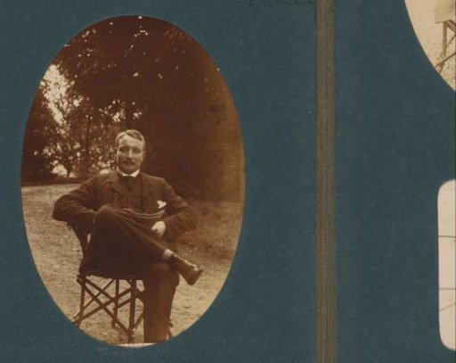 Portrait of a man, sitting outdoors, probably in the Netherlands