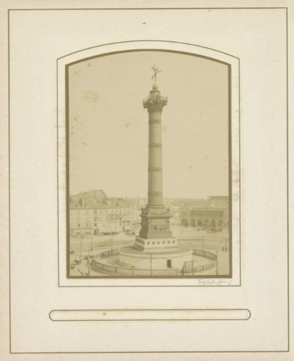 View of the Colonne de Juillet on the Place de la Bastille in Paris