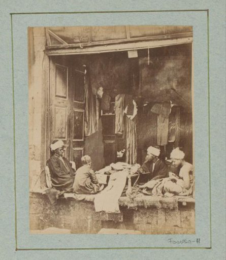 Four Egyptian tailors with a waterpipe