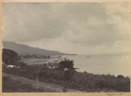 View of a bay with a ship on Ambon