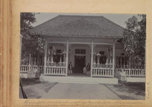 Veranda of a Chinese orphanage with displayed offerings during Chinese New Year on Ambon