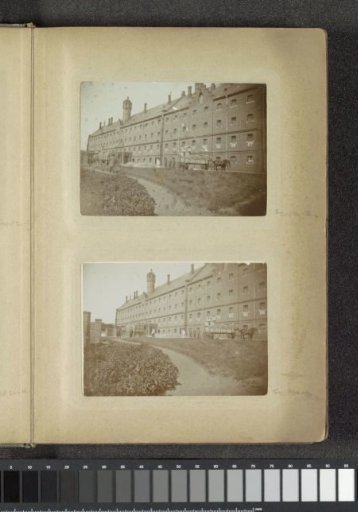 Exterior of the prison of Oslebshausen with labourers at carts