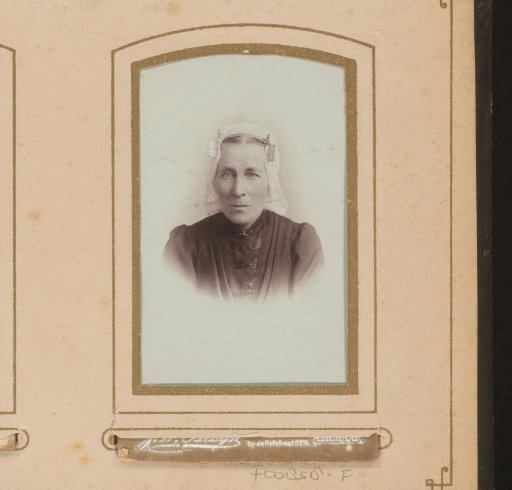 Portrait of a woman with a cap resembling a Frisian cap