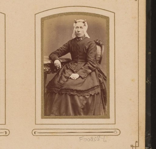 Portrait of a woman with a cap resembling a Frisian cap