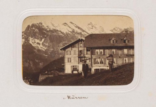 View of Houses in Mürren, with (Possibly) a Photographer at Work in the Foreground