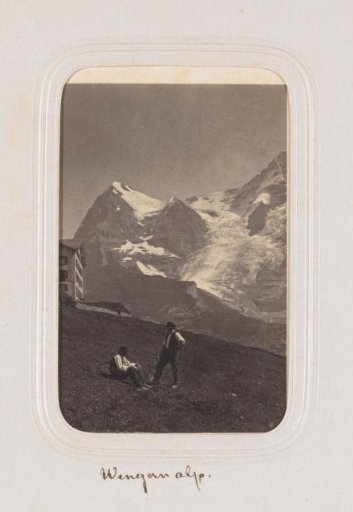 View of the Wengern Alp with Two Hikers in the Foreground