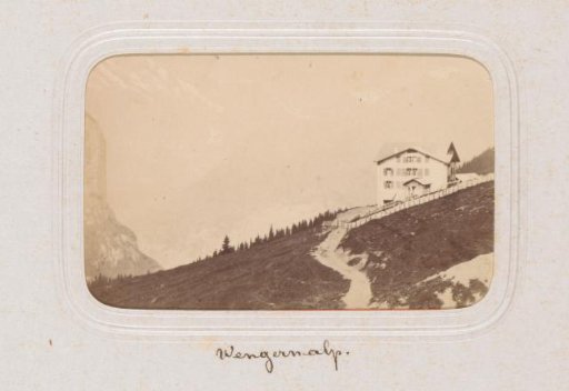 View of the Wengern Alp with a House and Mountain Path