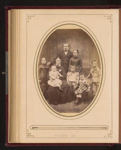 Group portrait of a family with six children