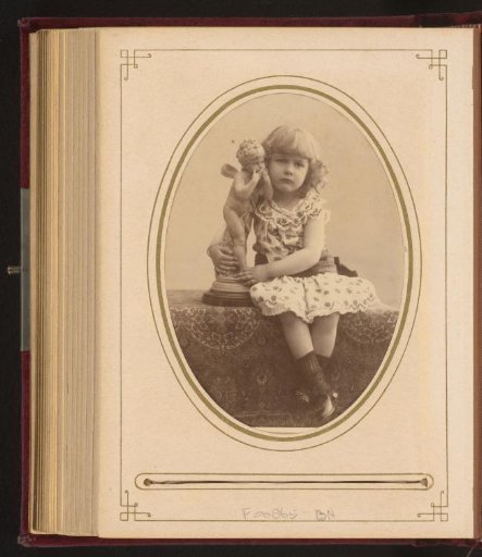 Portrait of a seated girl with a statue of a putto