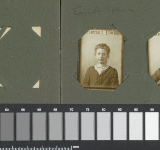 Portrait of a woman with her hair up, designated as 'Aunt Wim'