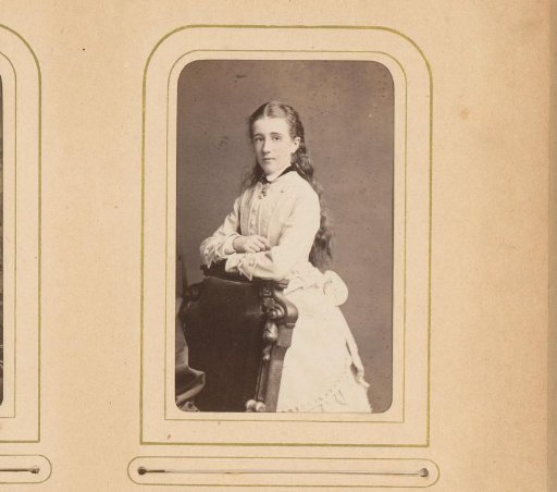 Portrait of a Standing Girl Leaning on the Back of a Chair