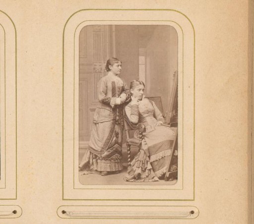 Portrait of two women before an easel