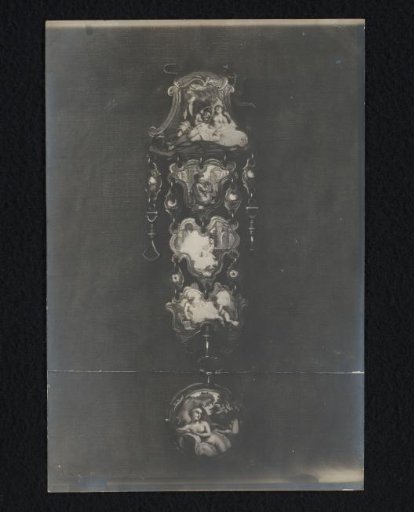 Pin with pendants, painted with several scenes