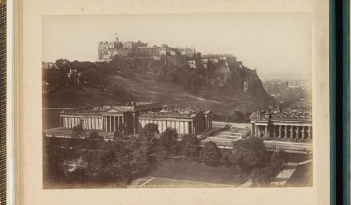 View of Edinburgh Castle and the National Gallery in Edinburgh