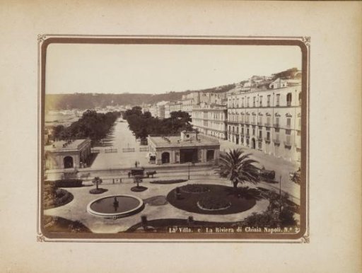 View of the entrance to the Villa and the Riviera di Chiaia in Naples