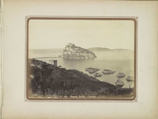 View of the island of Ischia with the Castello Aragonese
