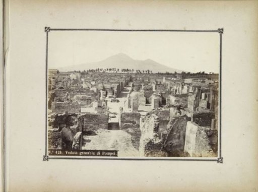 View of the ruins of Pompeii with Vesuvius in the background