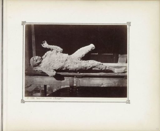 Cast of a victim of the volcanic eruption in Pompeii