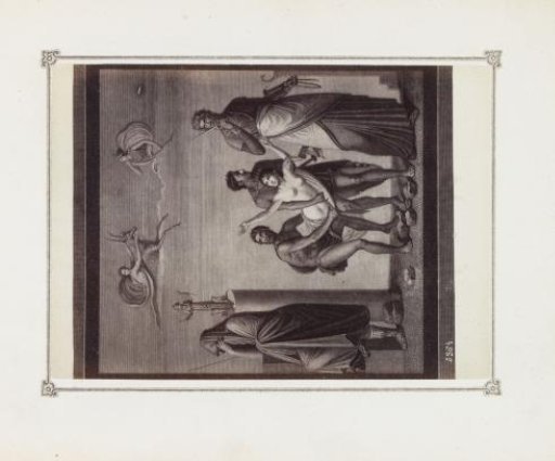 Photographic reproduction (possibly) of a print after a wall painting in Pompeii, depicting a sacrificial scene