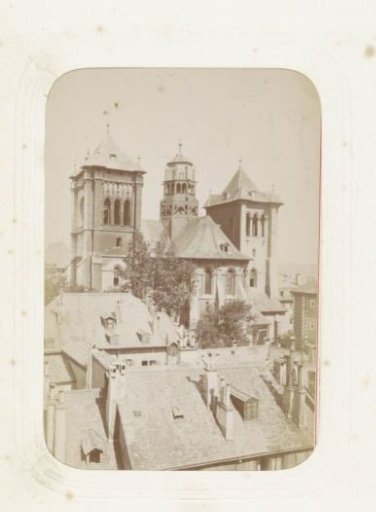 View of a church and roofs in Geneva