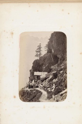 Mountaineers at the mountain hut Le Chapeau in the Alps
