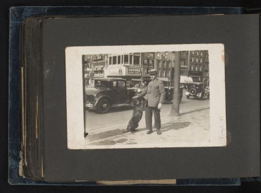 Portrait of the Puppet Doctor with a dog on the street
