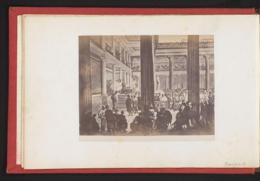 Photographic reproduction of a print depicting a reconstruction of the interior of the Basilica
