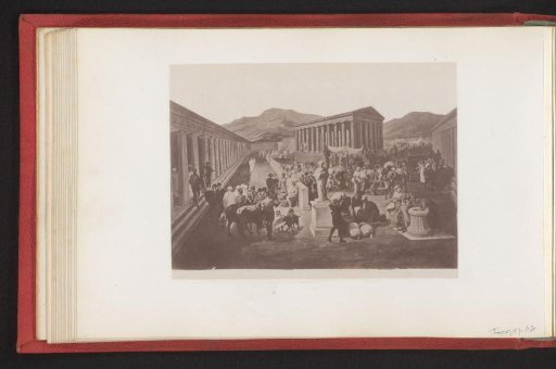 Photographic reproduction of a print depicting a market square at Pompeii