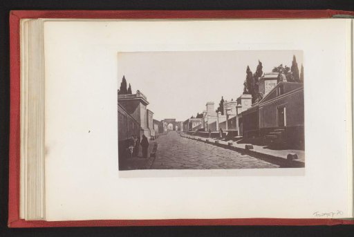 Photographic reproduction of a print depicting the Strada delle Tombe at Pompeii
