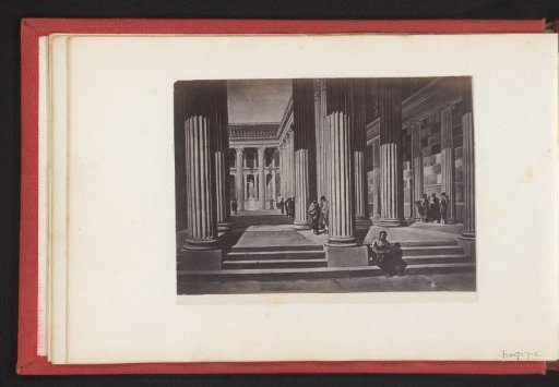 Photographic reproduction of a print depicting a reconstruction of the Basilica at Pompeii